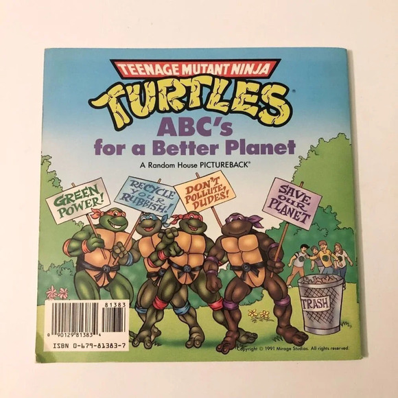 Vintage 1991 TMNT Teenage Mutant Ninja Turtles ABCs For a Better Planet Book - Picture 16 of 16